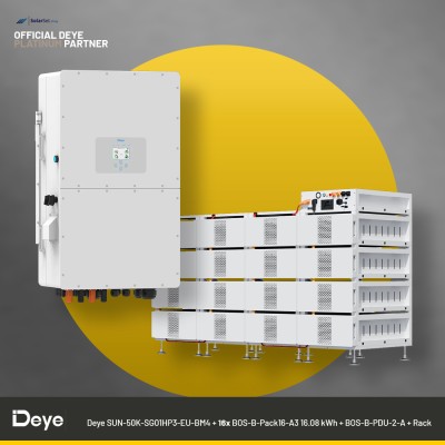 Deye SUN-50K-SG01HP3-EU-BM4 + 16x BOS-B-Pack16-A3 16.08 kWh + BOS-B-PDU-2-A + Rack | ESS SET