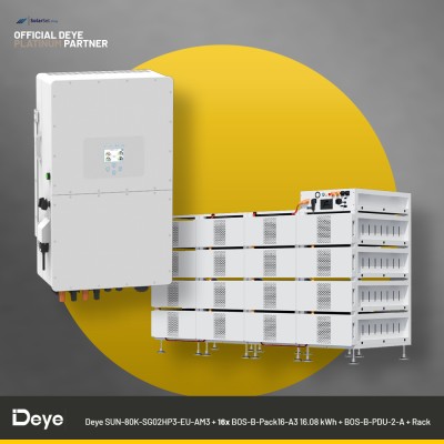 Deye SUN-80K-SG02HP3-EU-AM3 + 16x BOS-B-Pack16-A3 16.08 kWh + BOS-B-PDU-2-A + Rack | ESS SET
