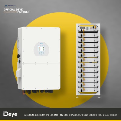 Deye SUN-30K-SG02HP3-EU-AM3 + 12x BOS-G-Pack5.1 5.10 kWh + BOS-G-PDU-2 + 3U-HRACK | ESS SET